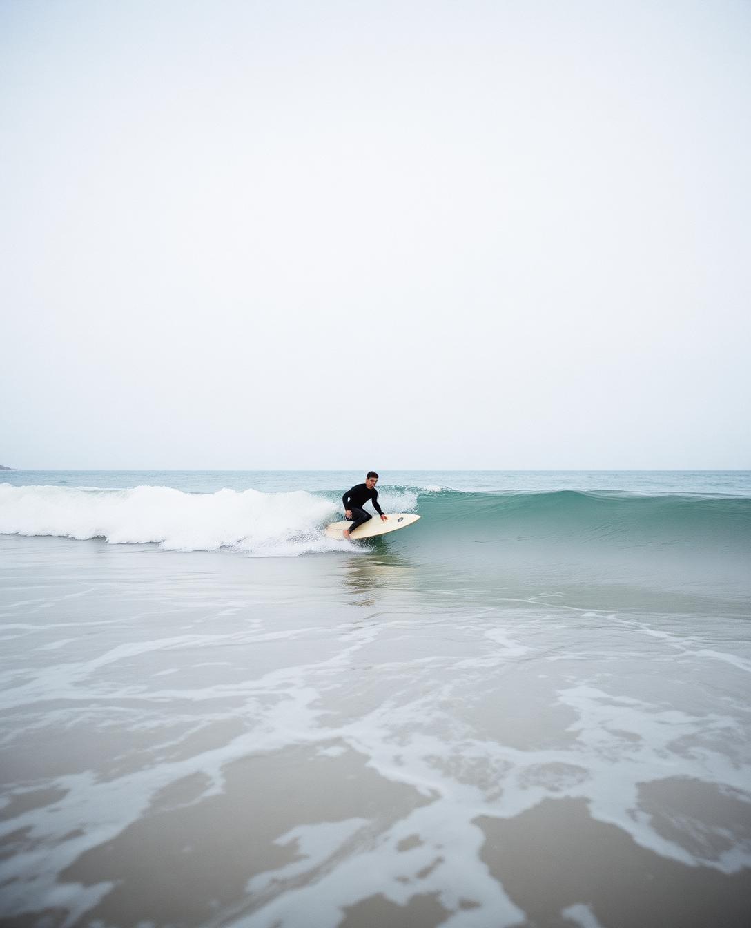Surfista cogiendo una ola pequeña en la costa norte